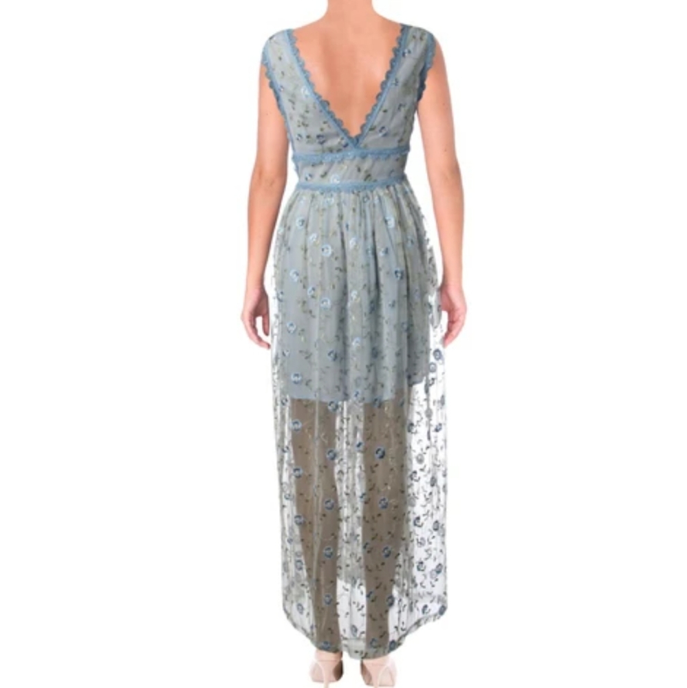 NWT aqua embroidered lace maxi dress - Picture 4 of 7